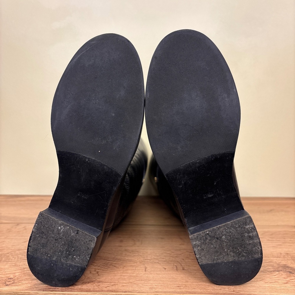 TORY BURCH Claremont Riding Boots Womens Black Size 8.5 Quilted Leather Back Zip - Picture 12 of 13